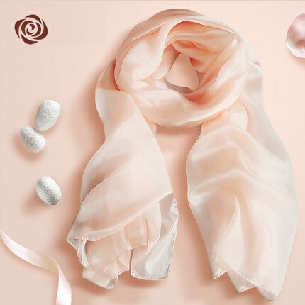細緻優雅桑蠶絲실크真絲長款純色披肩圍巾紗巾七天預購+現貨