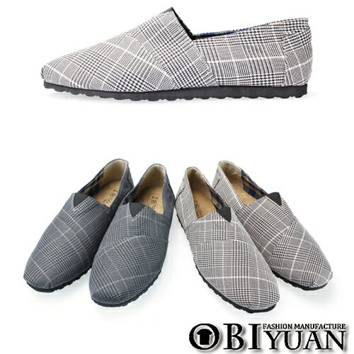 MIT手工休閒鞋【QFTP15】OBI YUAN韓版紳士風格紋布面懶人鞋共2色