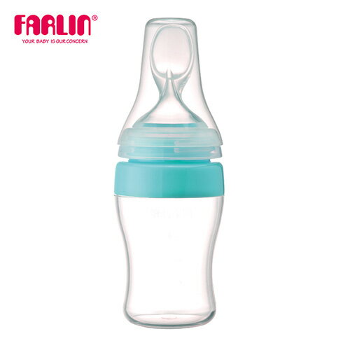 【Farlin】柔感矽膠擠壓餵食器 - 藍色