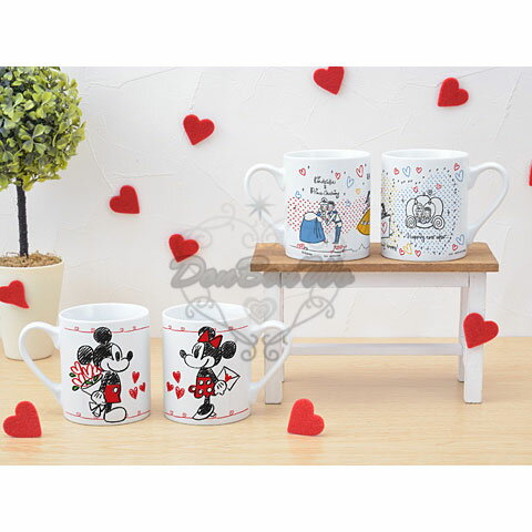 迪士尼米奇米妮公主系列陶瓷馬克杯組情侶對杯手繪風022407海渡