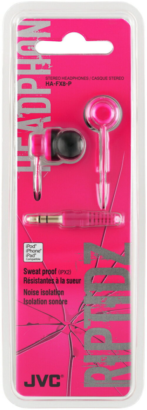 日本 JVC 防汗水設計 (粉紅色) 密閉型立體聲入耳式耳機 HA-FX8,公司貨