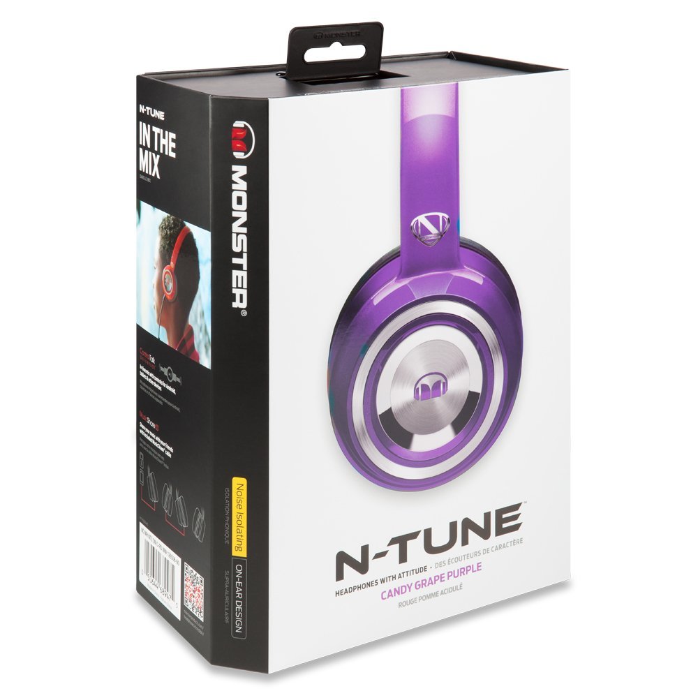 美國 Monster N-TUNE V3 糖果繽紛色彩(紫色),耳罩式線控耳機,公司貨,保固一年  