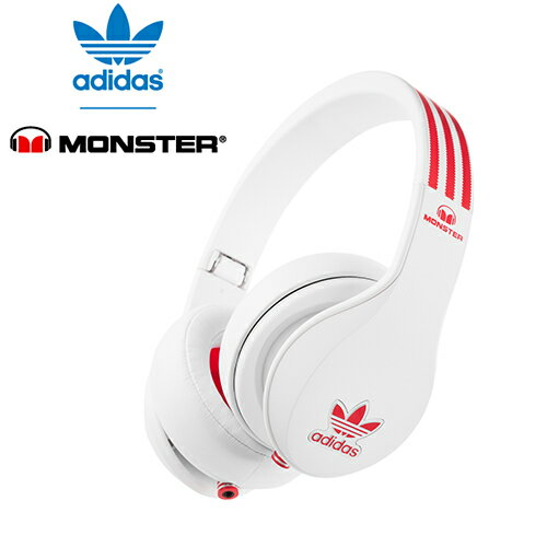 美國 Monster x adidas 聯名限量版耳罩式耳機(紅白),公司貨,附保卡,一年保固  