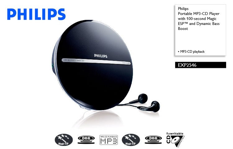 飛利浦 Philips EXP2546 (附變壓器&收納袋) MP3-CD Player CD播放機 語言學習的最佳利器 