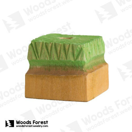 [缺貨中] 木雕森林 Woods Forest - 木雕筆專用單孔筆座【綠方塊】( 造型可愛；小巧不佔空間！)