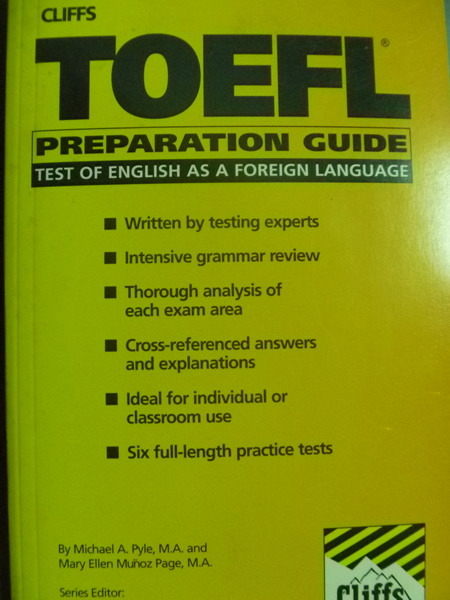 【書寶二手書T4／語言學習_KGW】Cliffs Toefl Preparation guide_Michael A.