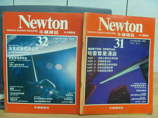 【書寶二手書T7／雜誌期刊_PQE】牛頓雜誌_31.32期_2本合售_哈雷彗星漫談等
