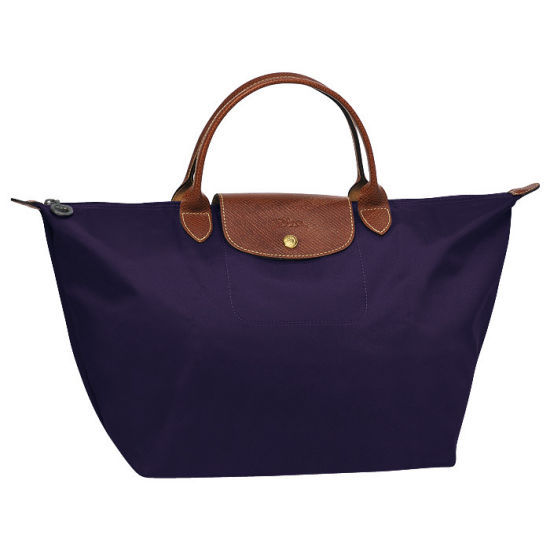 [1623-M號] 國外Outlet代購正品 法國巴黎 Longchamp 短柄 購物袋防水尼龍手提肩背水餃包 深紫色