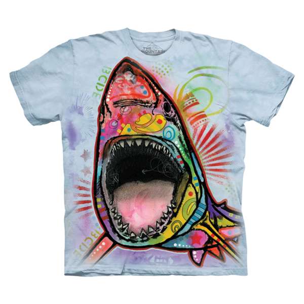 【摩達客】美國進口The Mountain 彩繪鯊魚（預購）純棉環保短袖T恤