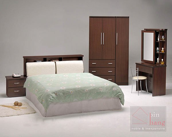 【尚品傢俱】GF-M 詩雅系列胡桃5尺房間床組臥房家具+4X7尺衣櫥