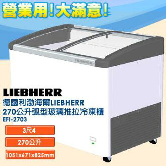 德國利勃 海爾 LIEBHERR 270公升 弧型玻璃推拉冷凍櫃 EFI-2703 指針式溫度計 外觀四周採圓弧設計