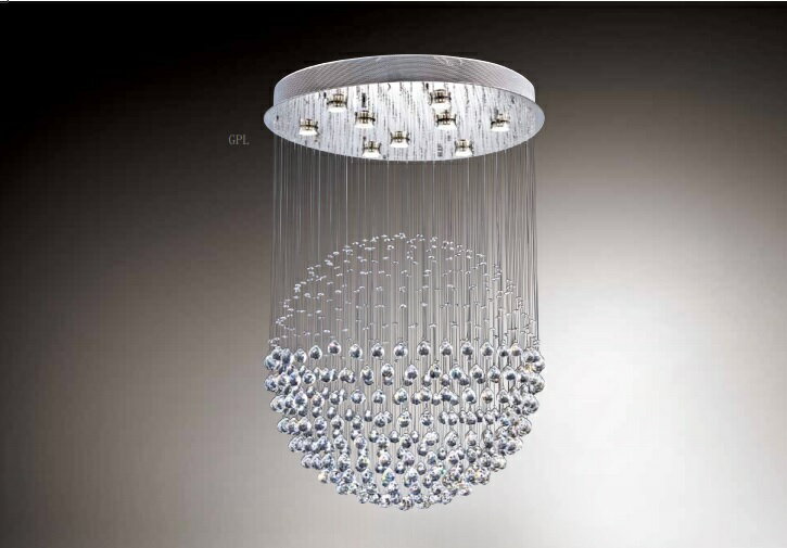 水晶珠大球型吊燈 + LED
