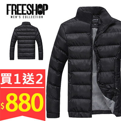 Free Shop【QTJMY706】買一送二(圍巾+上衣) 韓版禦寒高磅超厚鋪棉保暖素面防風立領騎士外套‧黑色 有大尺碼