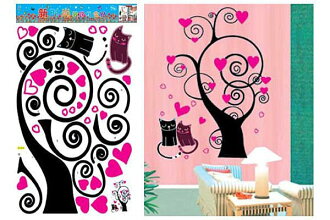 BO雜貨【YP1089】時尚壁貼~裝飾組合牆貼紙/背景貼/壁貼 貓貓