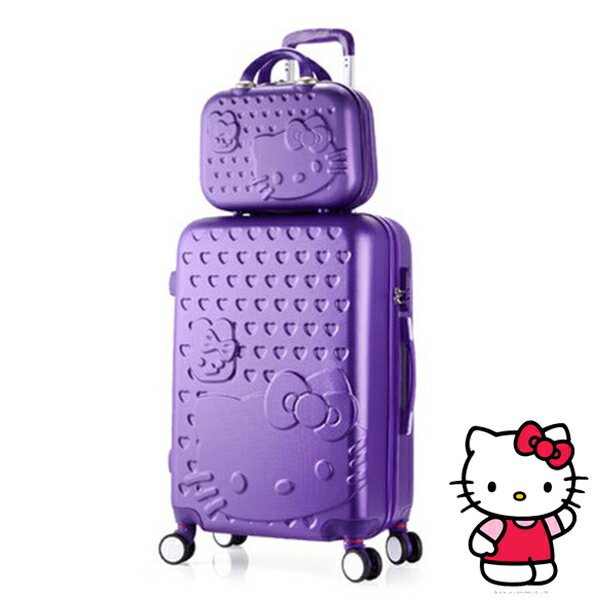 共8色 26吋+14吋 Hello Kitty 登機化妝包 拉桿飛機倫輕量型子母行李箱 (有密碼鎖) 免運 by ［樂活芫創］