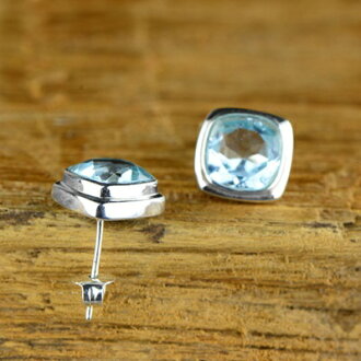 925純銀耳環托帕石耳飾-方形切面晶瑩通透情人節生日禮物女飾品73jh72【獨家進口】【米蘭精品】 2