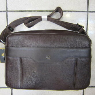 ~雪黛屋~18NINO81 美國正版授權品肩側包100%進口牛皮 紳士斜側包隨身品萬用NI35-12283A咖