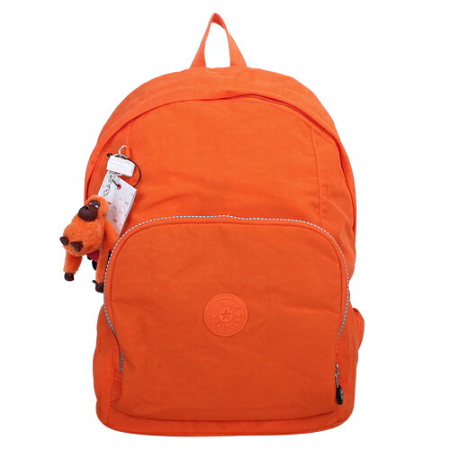 【Omagic】KIPLING 後背包前有口袋 亮橘色/毛絨猩猩吊飾301013-01