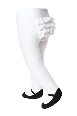 美國 Baby Emporio 造型棉襪 瑪莉珍 荷葉邊 褲襪 嬰兒襪 襪子 黑色 0-6M 6-12M