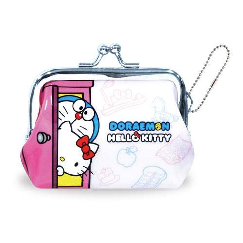 Hello Kitty 哆啦A夢 聯名 珠扣 口金 零錢包 日本正版商品