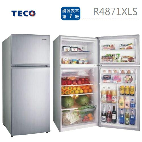 TECO 東元 R4871XLS 新能耗1級變頻雙門冰箱