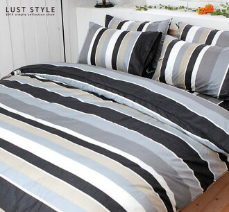 LUST生活寢具【北歐簡約..黑 】100%精梳純棉、加大6尺床包/枕套組 【台灣製】