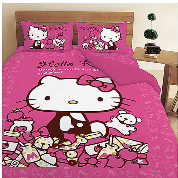 LUST寢具 【Hello Kitty 的遊戲房】3.5X6.2-/床包/枕套、日本卡通授權、台灣製
