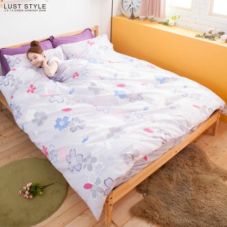 LUST寢具 【新生活eazy系列-花情物語-淺灰】雙人薄被套6x7尺 、台灣製