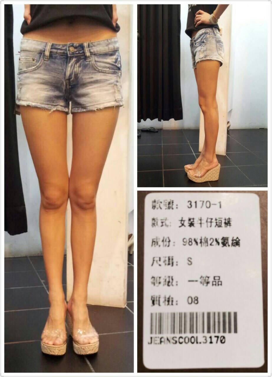 【Jeanscool】3170淺刷白工藝割破超短褲