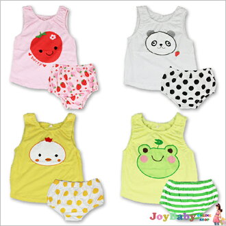 【JoyBaby】 夏季日式卡通動物內褲背心套裝 嬰兒上衣+褲子
