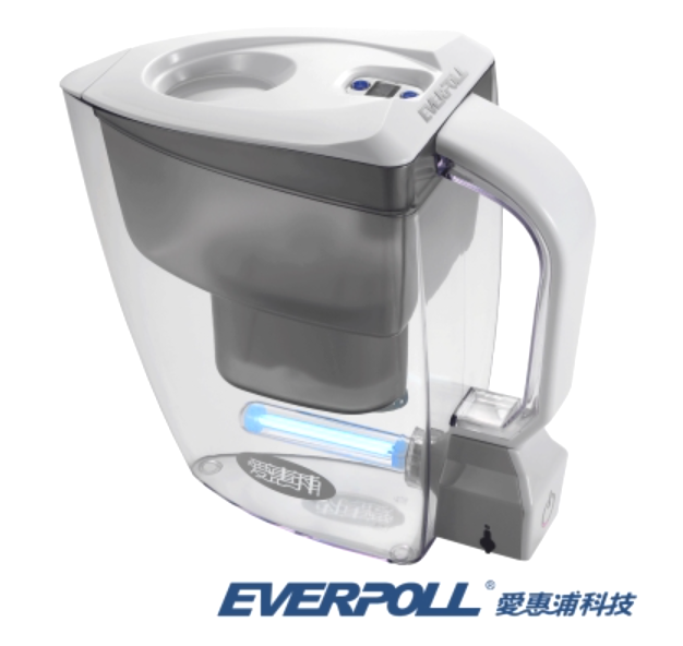 新品優惠~一壺兩芯/EVERPOLL 淨water UV 滅菌生飲壺UV-805(白)