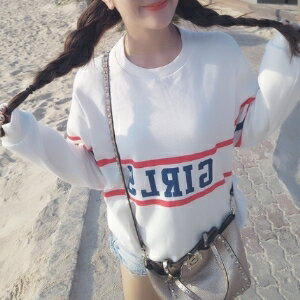 美麗大街【IR3704】韓版可愛寬鬆字母長袖上衣