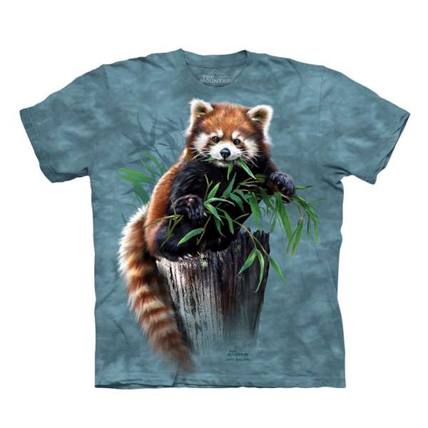 【摩達客】美國進口The Mountain 覓食小熊貓（預購）純棉環保短袖T恤