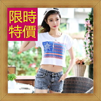 短袖T恤 露肚裝-正韓性感流行純棉質女短版上衣55a8【正韓進口】【米蘭精品】