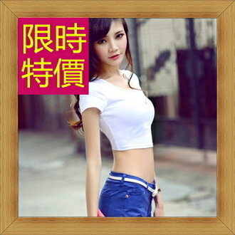 短袖T恤 露肚裝-正韓性感流行純棉質女短版上衣55a9【正韓進口】【米蘭精品】