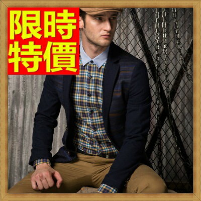 毛呢外套 男西服-羊毛條紋修身雙扣男西裝外套63af33【韓國進口】【米蘭精品】