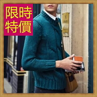 毛衣 男針織衫-秋冬溫暖套頭圓領男長袖上衣63t37【韓國進口】【米蘭精品】