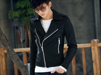 皮衣外套-正韓翻領帥氣修身男機車夾克3色cm107【韓國進口】【米蘭精品】