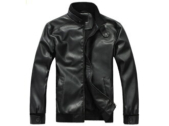 皮衣外套-正韓立領帥氣修身男機車夾克2色cm111【韓國進口】【米蘭精品】