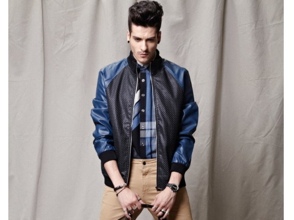 皮衣外套-正韓立領帥氣修身男機棒球夾克2色cm113【韓國進口】【米蘭精品】