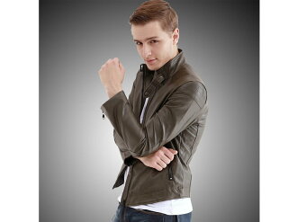 皮衣外套-正韓立領帥氣修身男機車夾克2色cm117【韓國進口】【米蘭精品】