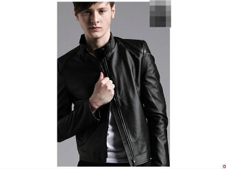 皮衣外套-正韓立領帥氣修身男機車夾克cm118【韓國進口】【米蘭精品】