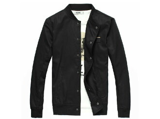 皮衣外套-正韓立領帥氣修身男棒球夾克2色cm120【韓國進口】【米蘭精品】