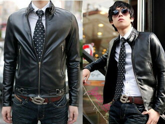 皮衣外套-正韓立領帥氣修身男棒球夾克cm121【韓國進口】【米蘭精品】