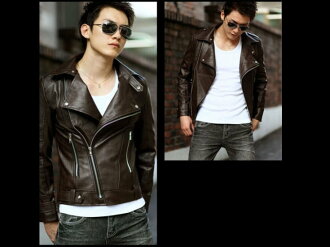 皮衣外套-正韓翻領帥氣修身男機車夾克3色cm123【韓國進口】【米蘭精品】
