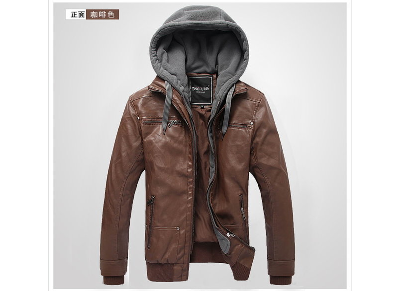 皮衣外套-正韓連帽帥氣修身男機車夾克2色cm126【韓國進口】【米蘭精品】