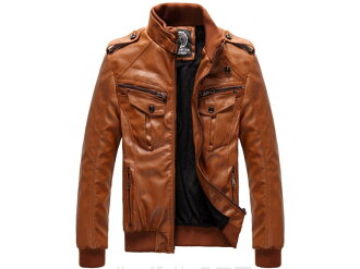 皮衣外套-正韓立領帥氣修身男防風夾克2色cm139【韓國進口】【米蘭精品】