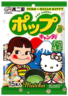 有樂町進口食品 不二家 Hello kitty宇治抹茶棒棒糖15入 4902555126005