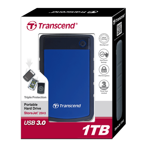 【創見Transcend】StoreJet 25H3B 1TB USB3.0 2.5吋行動硬碟(藍)  
