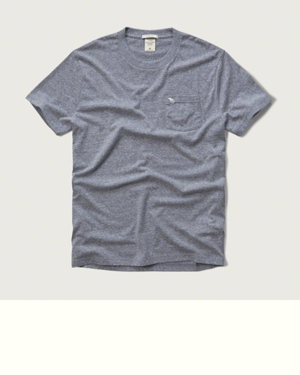 A&F 男 T-Shirt 短袖 上衣 素T T恤(淺藍)
